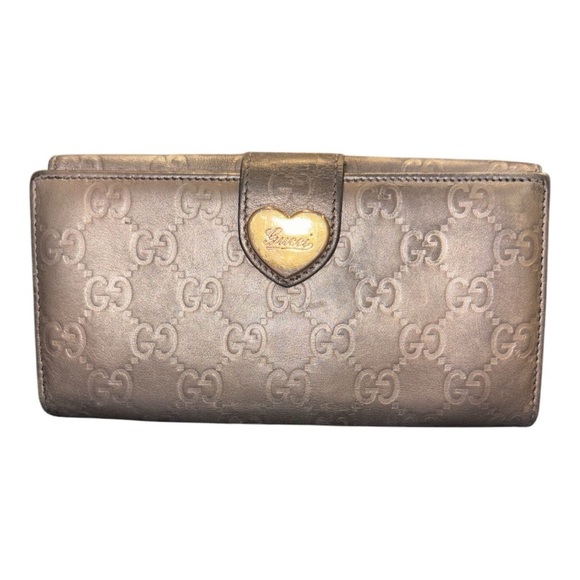 Gucci GG Guccissima Leather Bifold Long Wallet in Silver Lilac RR